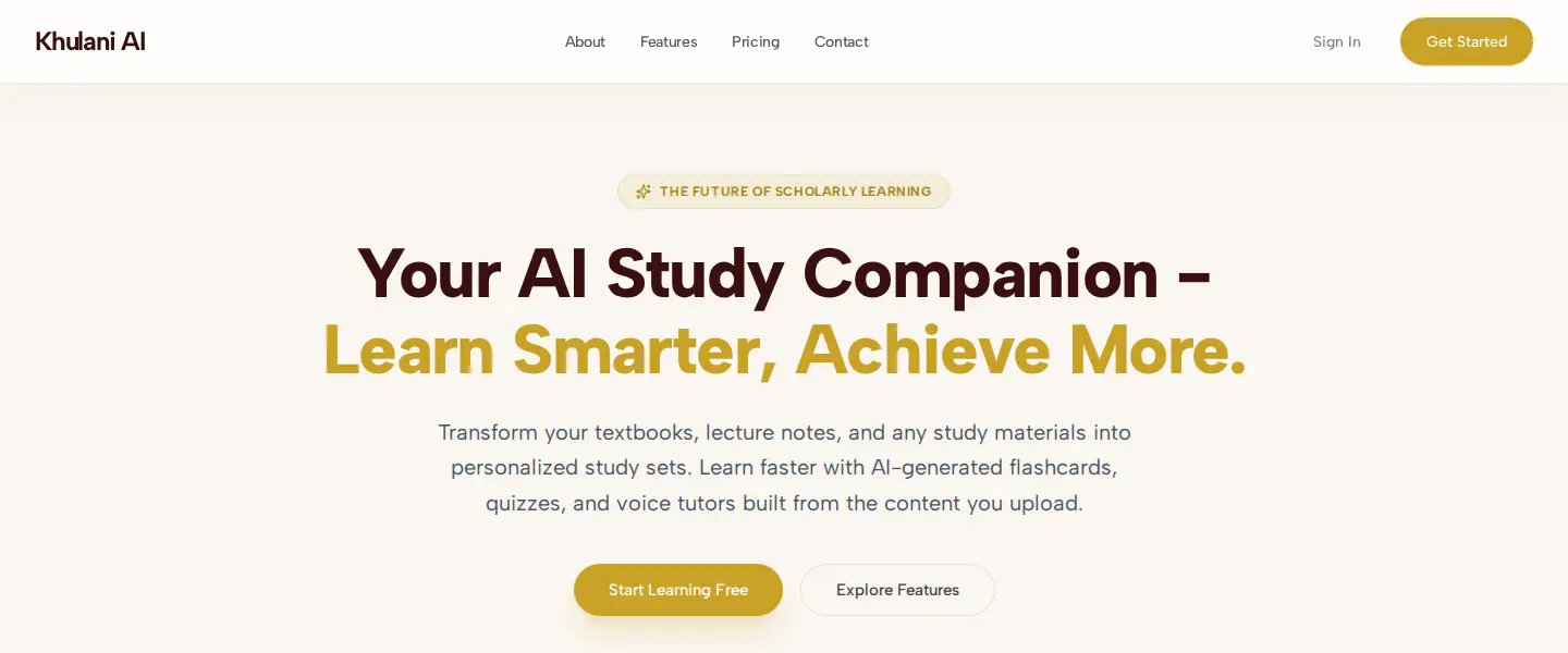 Current public homepage of Khulani AI